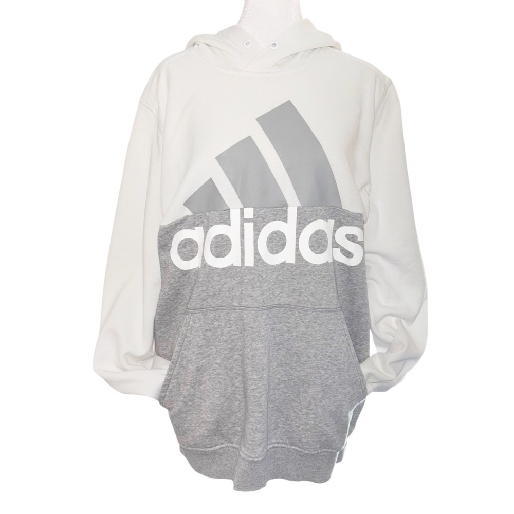 Adidas Gray and White color block hoodie